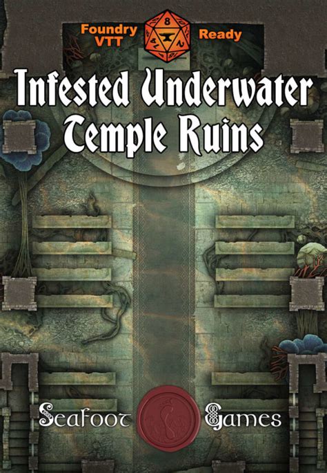 Infested Underwater Temple Ruins X Battlemap With Adventure