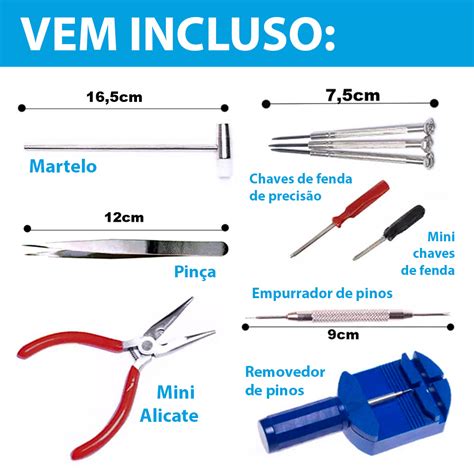 Kit Relojoeiro Ferramentas De Relógio 17 Peças Abrir Tampa 60MM