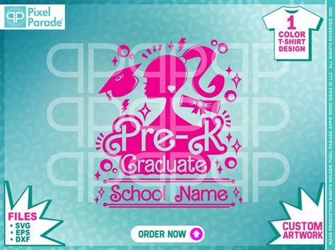 Custom Svg Custom School Name Personalization Barbs Graduation Pink