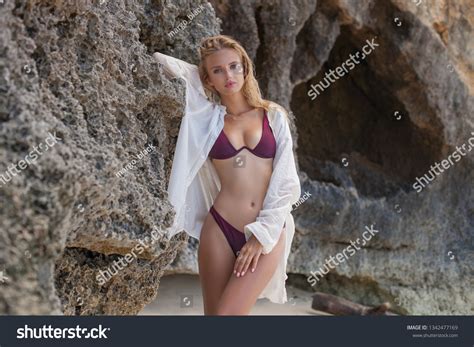 Sexy Blonde Woman Tanning Beach Stock Photo 1342477169 Shutterstock
