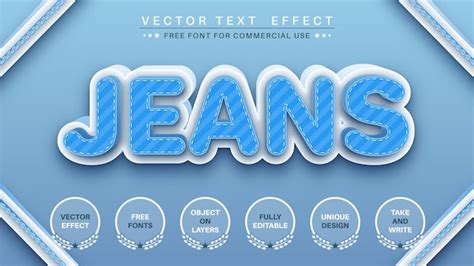 Premium Vector Jeans Editable Text Effect Font Style