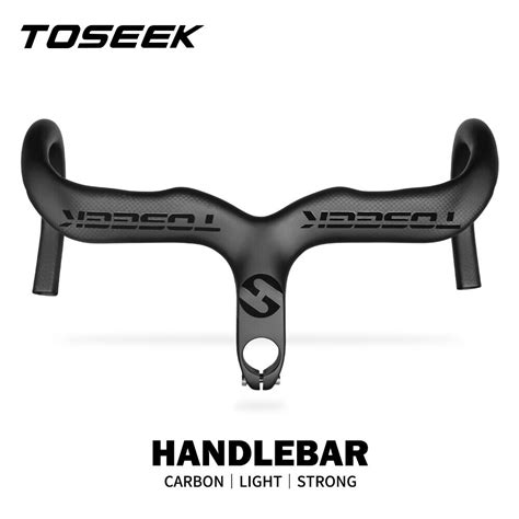 TOSEEK Carbon Fiber Integrated Handlebar Stem Road Bike Racing Drop Bar