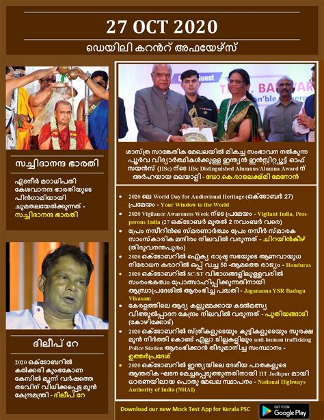 Kerala Psc Daily Malayalam Current Affairs Oct