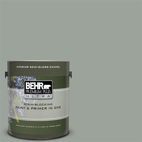 Behr Premium Plus Ultra Gal F Sage Gray Semi Gloss Enamel