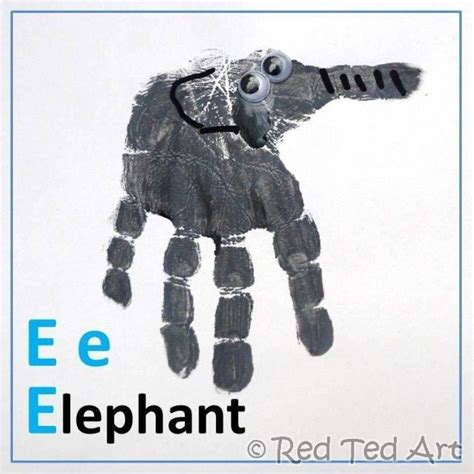 Handprint Alphabet E Is For Elephant Red Ted Arts Blog Letter A