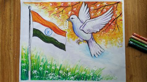 Independence Day Drawing For Beginners With Oil Pastels Color Step By