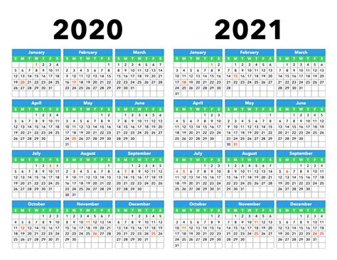 Calendar 2020-2021 – Calendar Options