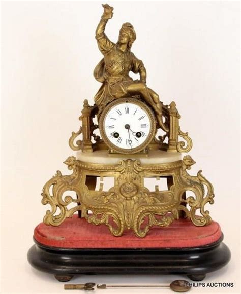 A French Gilt Spelter Figural Mantel Clock Late 19th Century Clocks