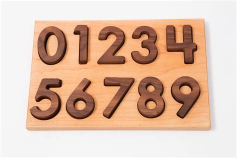 Wooden Number Puzzle 0 9 Etsy