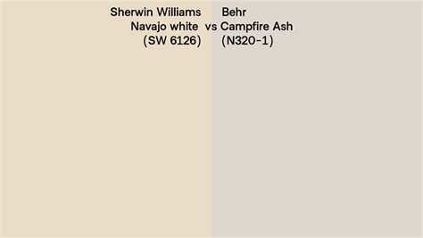 Sherwin Williams Navajo White SW 6126 Vs Behr Campfire Ash N320 1