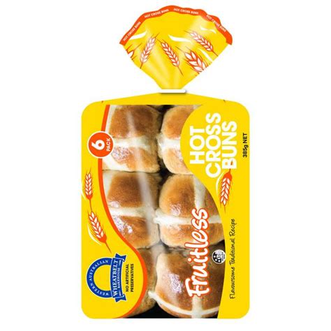 Wheatbelt Fruitless Hot Cross Buns Pk Mias Bakery