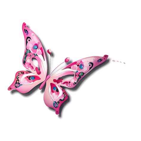 Download Pink Butterfly With Floral Elements Png 05232024