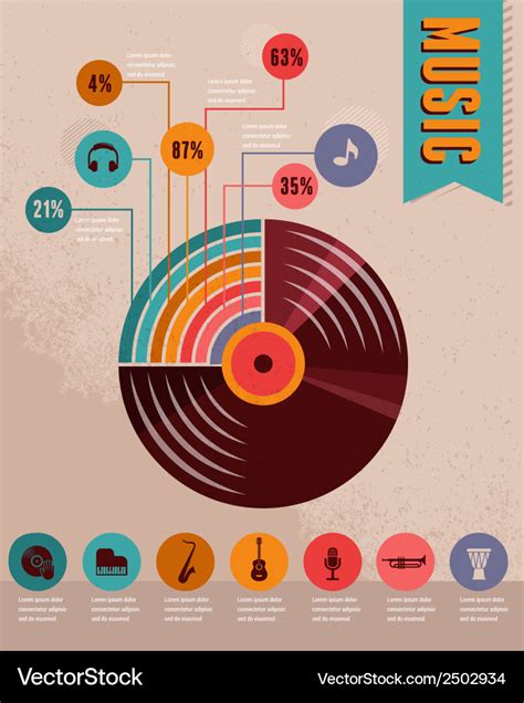 Music Infographic And Icon Set Of Instruments Vector Image