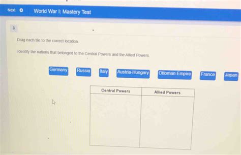 Solved Next World War I Mastery Test 3 Drag Each Tile To The Correct