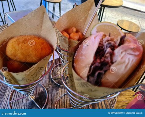 Bread With Spleen Sicilian Street Food Stock Photo Image Of