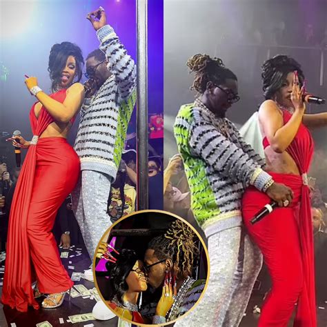 Video Cardi B Flaunts Cleavage In Red Plunging Dress While Performing With Husband Offset At