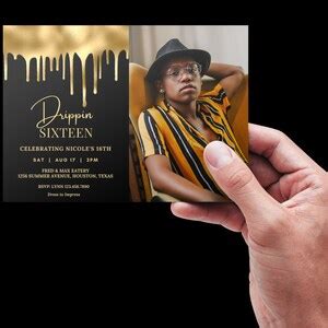 Editable Drippin Birthday Invitation With Picture Black And Gold