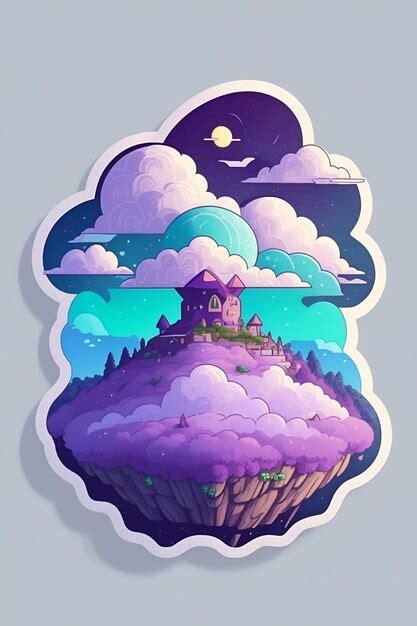 Premium AI Image | Sticker of an island in the sky