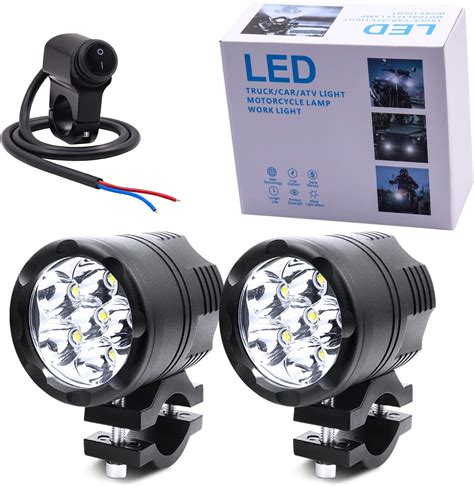 W Phare Moto Feux Additionnels Led Biqing Pcs Phares Avant Phares