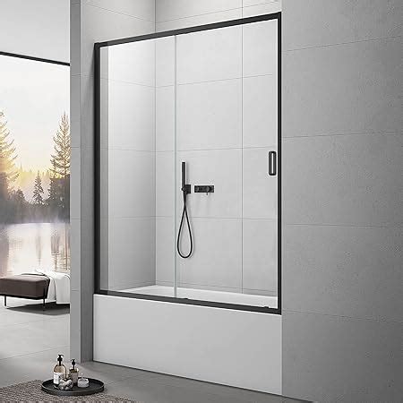 Sunrosa Framed Tub Shower Door Single Sliding Shower Door With