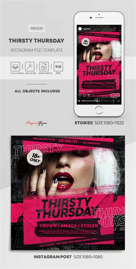 Black Creative Thirsty Thursday Premium Social Media Template Psd By