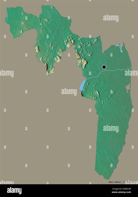 Shape Of Ampara District Of Sri Lanka With Its Capital Isolated On A