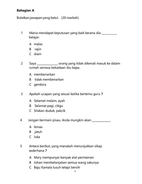 Pendidikan Moral Tahun 1 Pdf