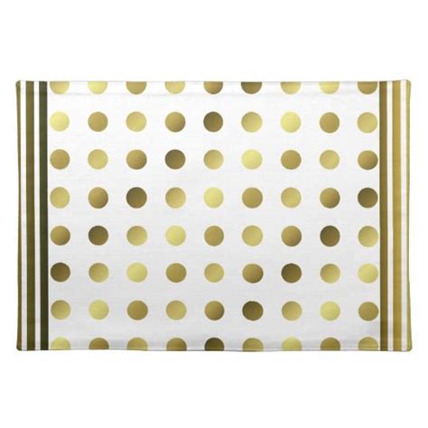 Chic Golden Polka Dots And Stripes Place Mat Zazzle Placemats