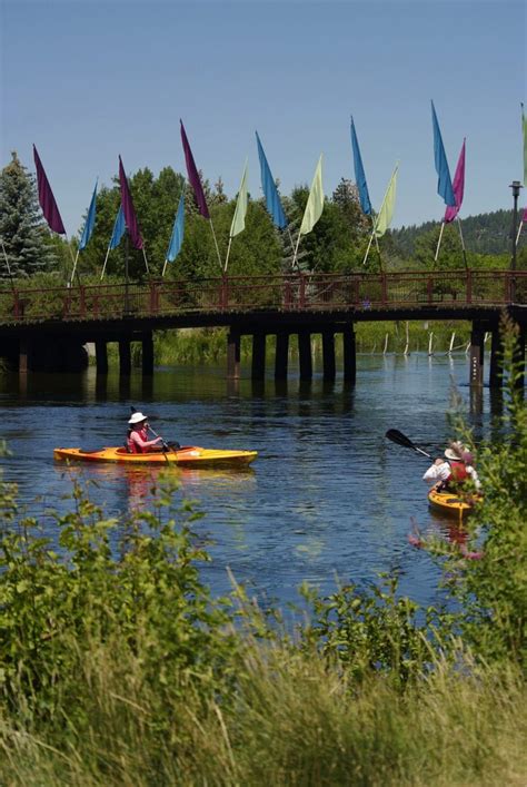 Kayaking at the Bridge over the Deschutes River Bend Oregon Summer ...