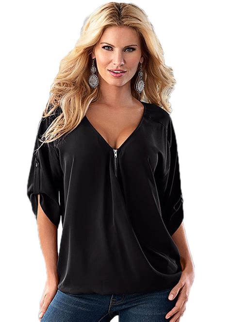 Women V Neck Blouse Top Women Chiffon Shirt Sexy Women Tops Plus Size Onlinediscountshop