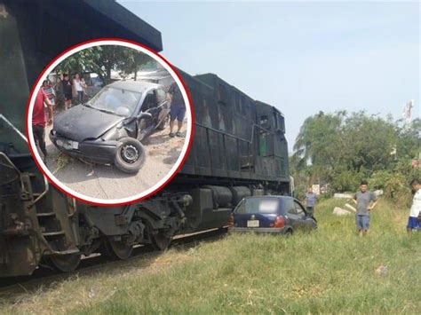 Tremendo susto auto es arrastrado por tren carguero en Fortín