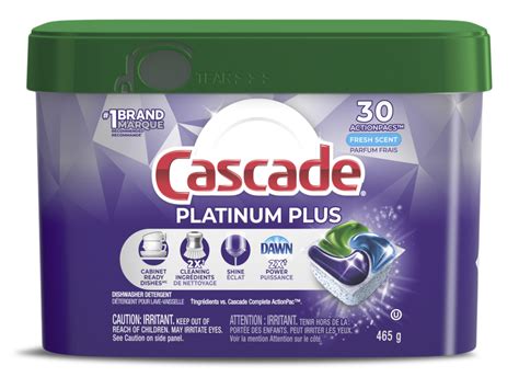 Cascade Platinum Plus Actionpacs Dishwasher Detergent Pods Fresh 30 Count Canadian Tire