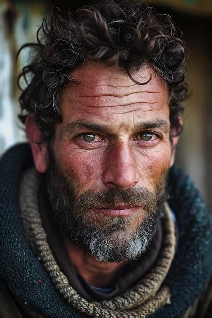 Premium Photo Portrait Of A Homeless Man With A Beard And Mustache In