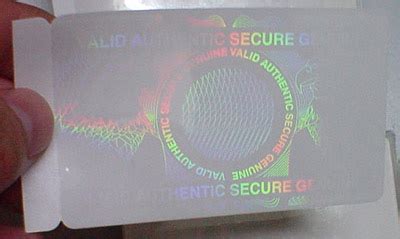 Adhensive Hologram ID Overlay Plastic Card