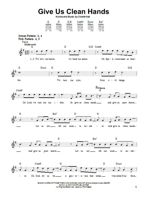 Give Us Clean Hands By Chris Tomlin Sheet Music For Easy Guitar At