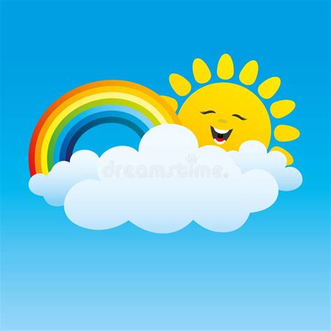 De Wolk En De Regenboog Van De Zon Vector Illustratie Illustration Of