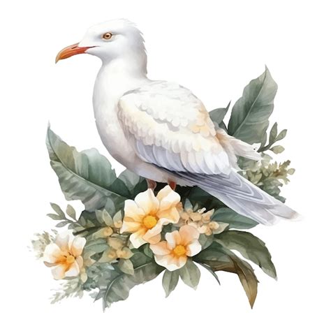 Premium Vector Cute Seagull Cartoon In Watercolor Style