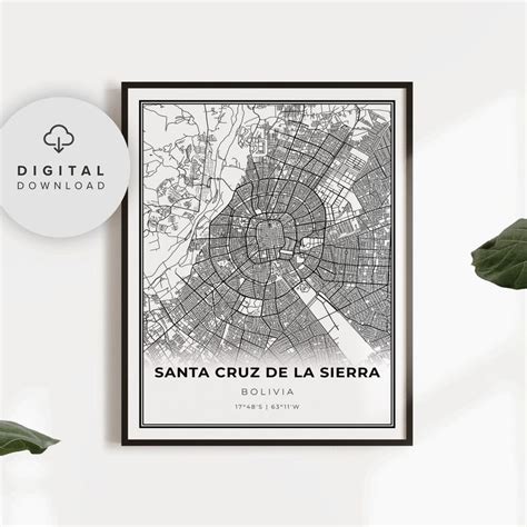 Santa Cruz De La Sierra Map Print, Bolivia Map Art Poster, Printable ...