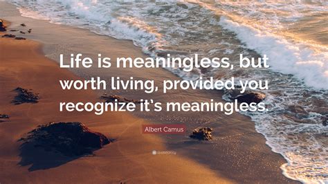 Albert Camus Quote: “Life is meaningless, but worth living, provided you recognize it’s ...