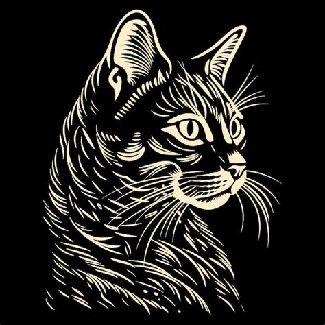 Vektorillustration Der Silhouette Einer Katze Premium Vektor