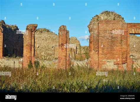 Ancient Ruins In Pompeii Roman Town Near Modern Naples Destroyed And