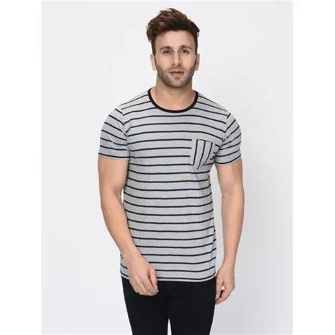 Hosiery Sinker Striped Men Half Sleeve T Shirt Size S Xxl At Rs 150