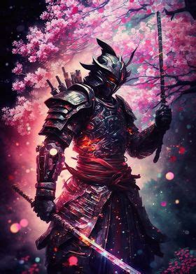 Cherry Blossom Samurai Poster By Printyourdigitals Displate