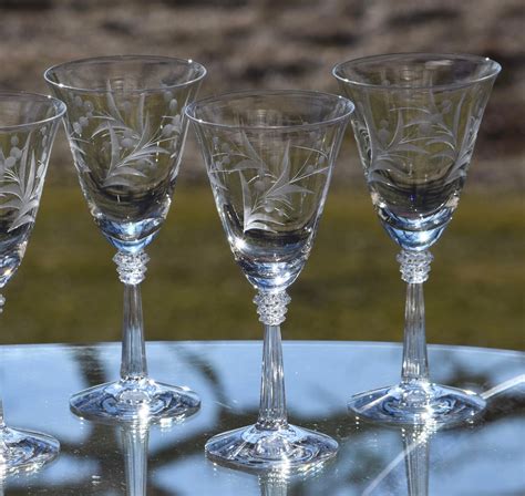 Vintage Etched Crystal Wine Glasses, Set of 6, Fostoria, Cynthia, circa ...