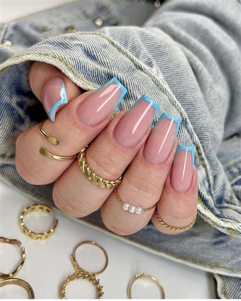 31 Cute Sky Blue French Tip Nails Blue Borders 1 Fab Mood Wedding Color Haircuts