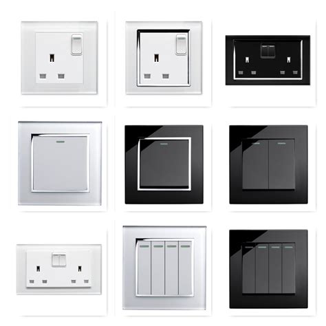 RetroTouch Black White Glass Rocker Light Switches Plug Sockets