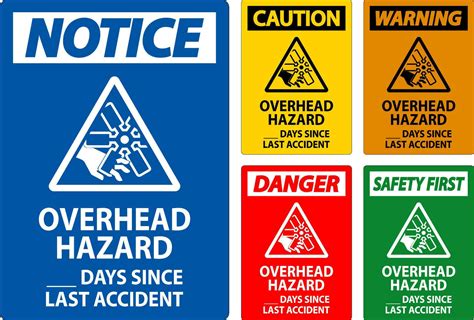 Caution Sign Overhead Hazard Days Since Last Accident 30185838 Vector