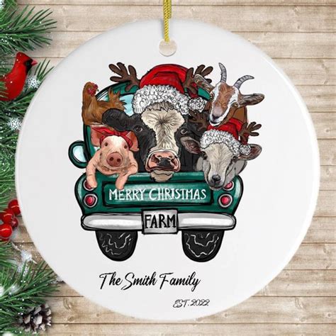 Merry Christmas Farm Ornament，Farm Animals Christmas Ornament ...