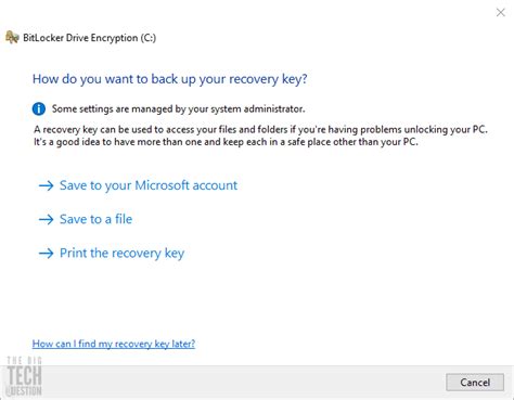 How to find the BitLocker recovery key - The Big Tech Question