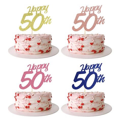 Buy Siipoo Glitter Happy 50th Birthday Cake Topper 50th Birthday Cake